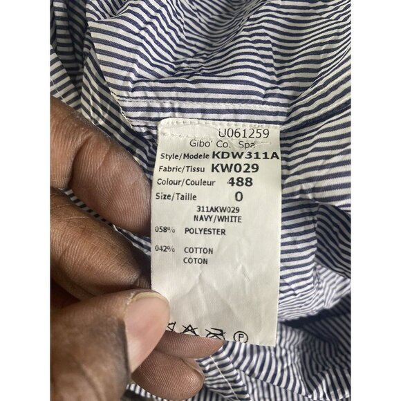 Michael Kors Womens Button Down Long Sleeve Mini Dress Navy Blue White Size 0 - Picture 4 of 7